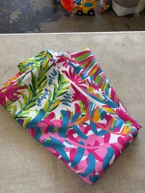 Lilly Pulitzer Inspired Colorful Tropical Leaf Print Shower Curtain